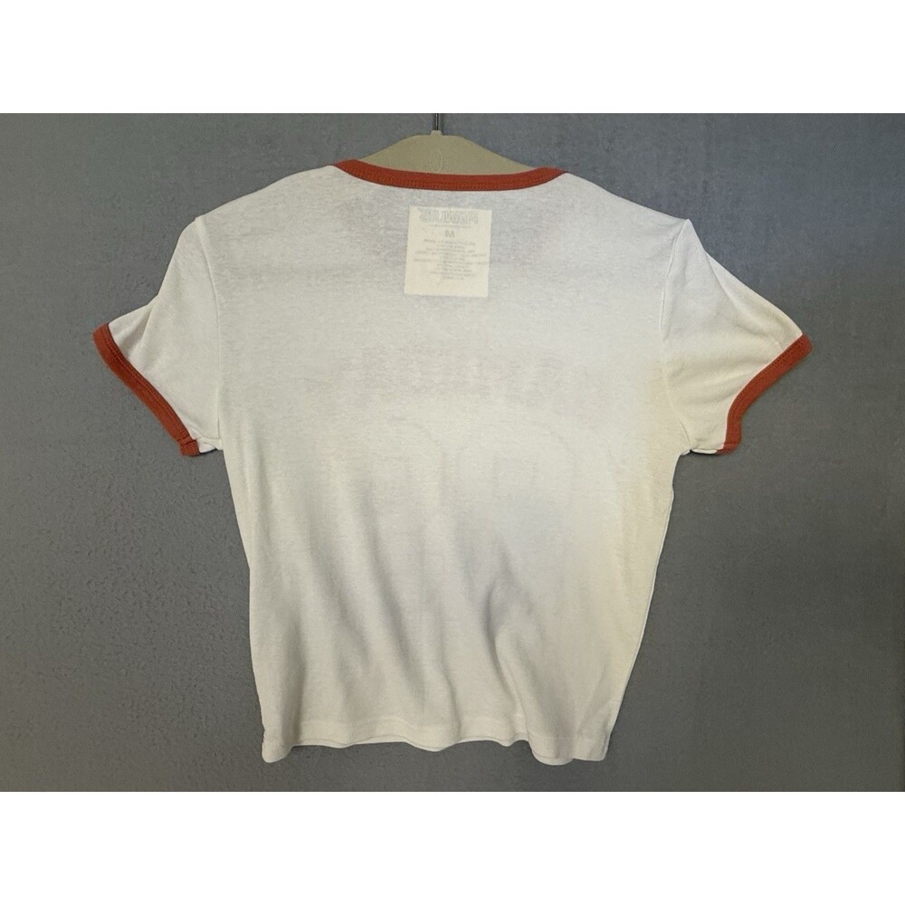 Peanuts Snoopy Woodstock Gameday 89 Graphic Ringer T-Shirt White Rust Medium - Picture 2 of 4